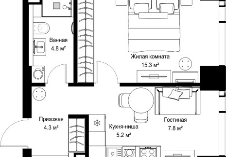 1-комнатная квартира - ул. Верейская, 29/42 / ЖК ВЕЕР - фото 1