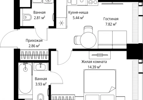 1-комнатная квартира - ул. Верейская, 29/42 / ЖК ВЕЕР - фото 1