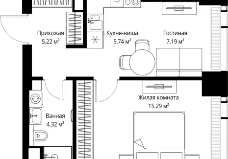 1-комнатная квартира - ул. Верейская, 29/42 / ЖК ВЕЕР - фото 1