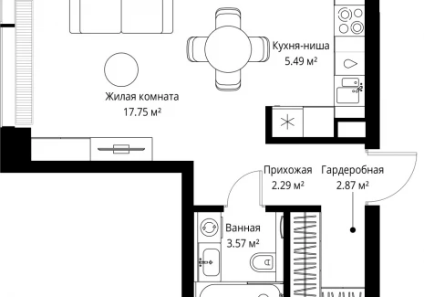 1-комнатная квартира - ул. Верейская, 29/42 / ЖК ВЕЕР - фото 1