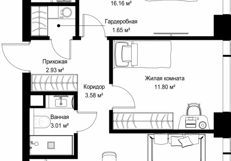 2-комнатная квартира - ул. Верейская, 29/42 / ЖК ВЕЕР - фото 1