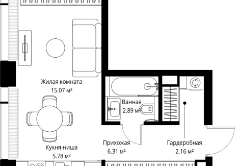 1-комнатная квартира - ул. Верейская, 29/42 / ЖК ВЕЕР - фото 1