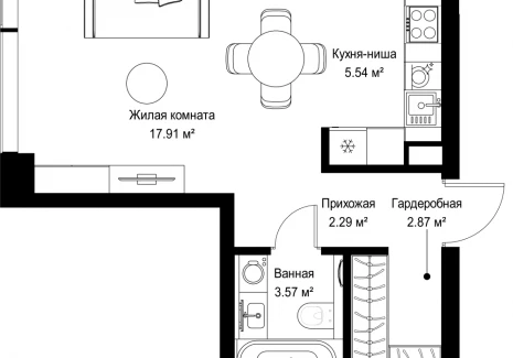 1-комнатная квартира - ул. Верейская, 29/42 / ЖК ВЕЕР - фото 1