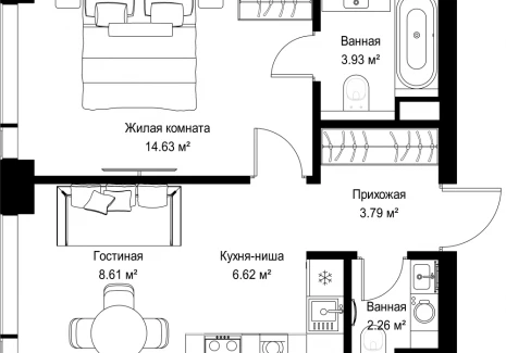 1-комнатная квартира - ул. Верейская, 29/42 / ЖК ВЕЕР - фото 1