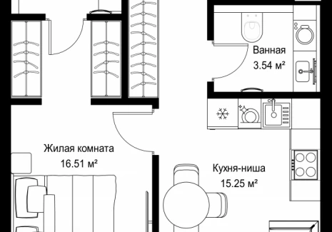1-комнатная квартира - ул. Верейская, 29/42 / ЖК ВЕЕР - фото 1