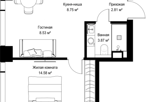 1-комнатная квартира - ул. Верейская, 29/42 / ЖК ВЕЕР - фото 1