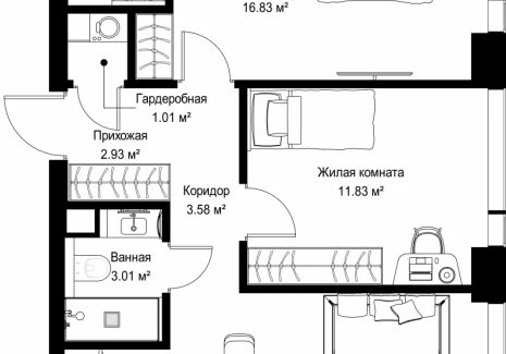 2-комнатная квартира - ул. Верейская, 29/42 / ЖК ВЕЕР - фото 1