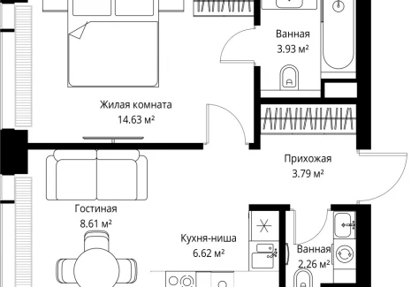 1-комнатная квартира - ул. Верейская, 29/42 / ЖК ВЕЕР - фото 1