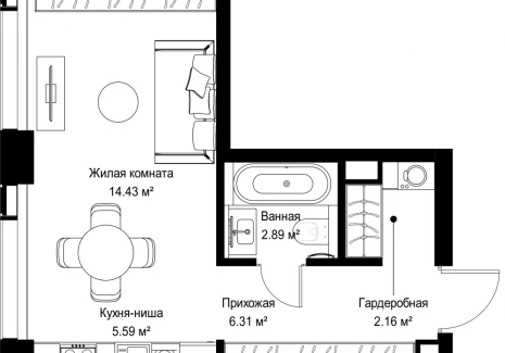 1-комнатная квартира - ул. Верейская, 29/42 / ЖК ВЕЕР - фото 1