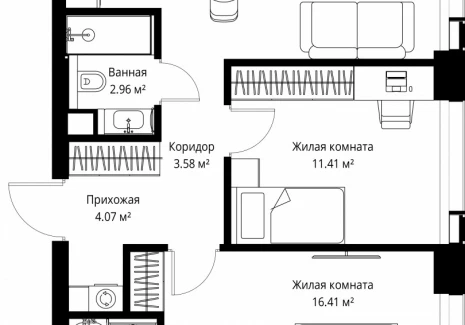 2-комнатная квартира - ул. Верейская, 29/42 / ЖК ВЕЕР - фото 1
