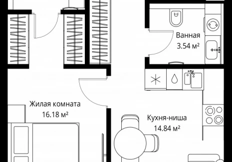 1-комнатная квартира - ул. Верейская, 29/42 / ЖК ВЕЕР - фото 1
