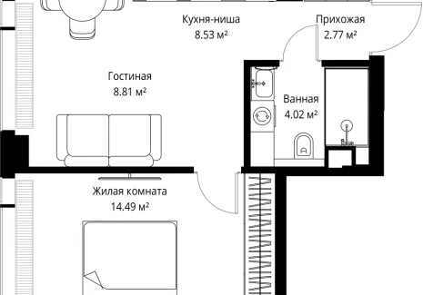 1-комнатная квартира - ул. Верейская, 29/42 / ЖК ВЕЕР - фото 1