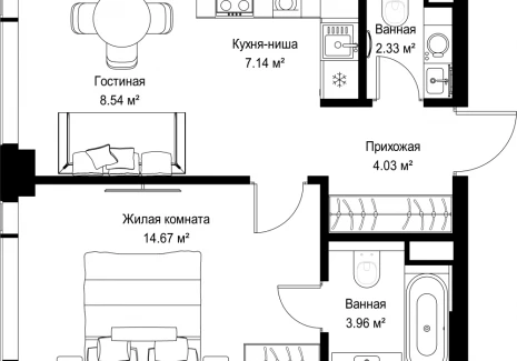 1-комнатная квартира - ул. Верейская, 29/42 / ЖК ВЕЕР - фото 1