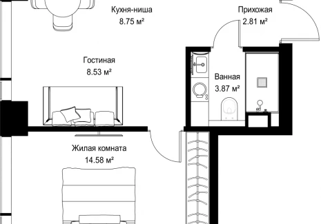 1-комнатная квартира - ул. Верейская, 29/42 / ЖК ВЕЕР - фото 1