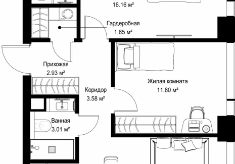 2-комнатная квартира - ул. Верейская, 29/42 / ЖК ВЕЕР - фото 1