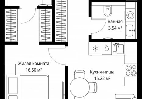 1-комнатная квартира - ул. Верейская, 29/42 / ЖК ВЕЕР - фото 1