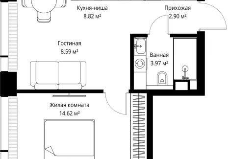 1-комнатная квартира - ул. Верейская, 29/42 / ЖК ВЕЕР - фото 1