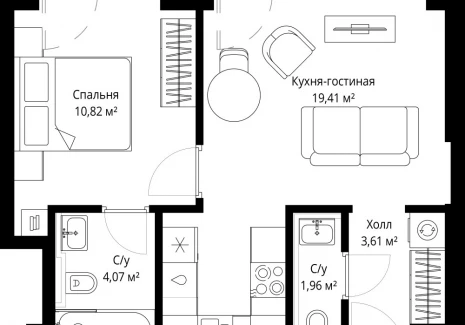 1-комнатная квартира - Волоколамское шоссе, 97 / ЖК Сити Бэй - фото 1