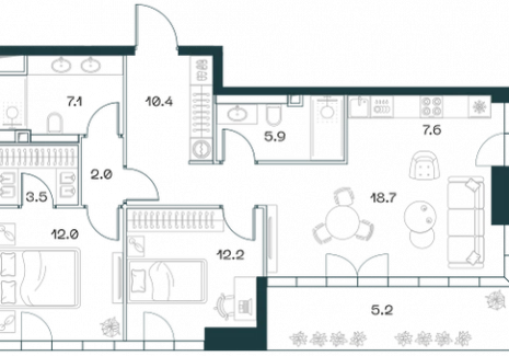 3-комнатная квартира - Орджоникидзе, 10 / ЖК SHIFT - фото 1