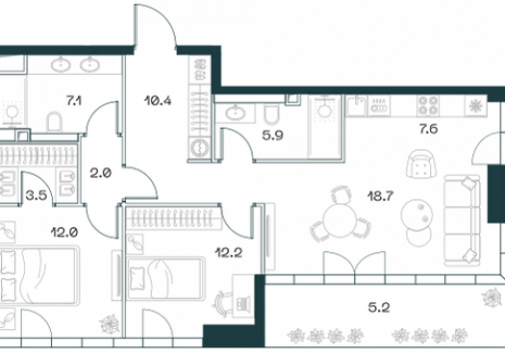 3-комнатная квартира - Орджоникидзе, 10 / ЖК SHIFT - фото 1