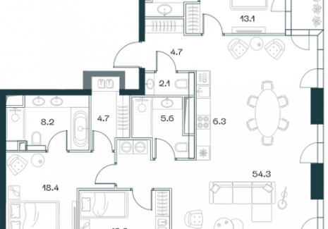 4-комнатная квартира - Орджоникидзе, 10 / ЖК SHIFT - фото 1