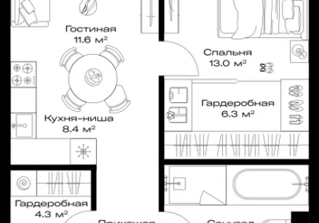 1-комнатная квартира - Дербеневская, 1 / ЖК ОПУС - фото 1