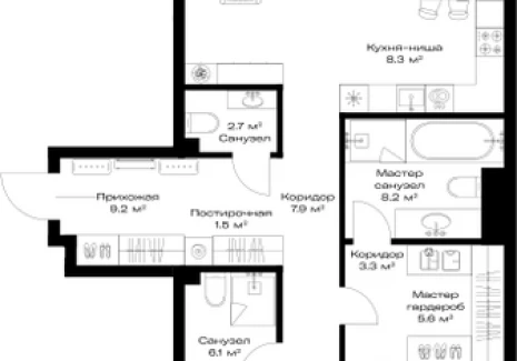2-комнатная квартира - Дербеневская, 1 / ЖК ОПУС - фото 1