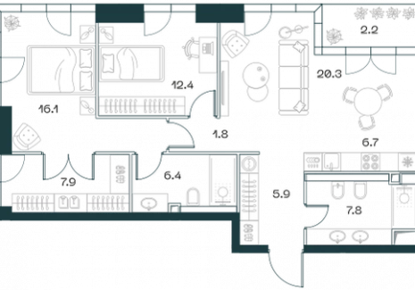 3-комнатная квартира - Орджоникидзе, 10 / ЖК SHIFT - фото 1