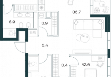 4-комнатная квартира - Орджоникидзе, 10 / ЖК SHIFT - фото 1