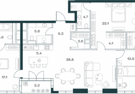 4-комнатная квартира - Орджоникидзе, 10 / ЖК SHIFT - фото 1