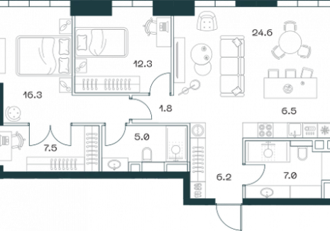 3-комнатная квартира - Орджоникидзе, 10 / ЖК SHIFT - фото 1