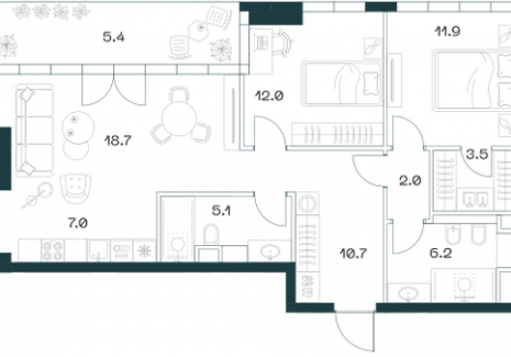 3-комнатная квартира - Орджоникидзе, 10 / ЖК SHIFT - фото 1