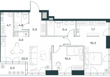 3-комнатная квартира - Орджоникидзе, 10 / ЖК SHIFT - фото 1
