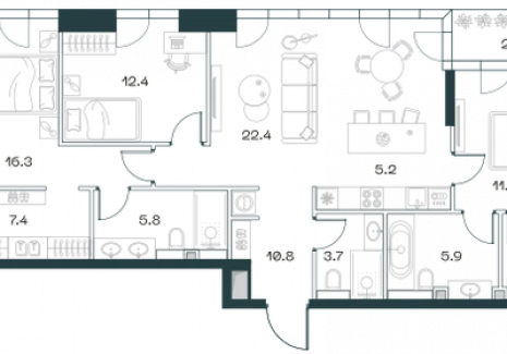 4-комнатная квартира - Орджоникидзе, 10 / ЖК SHIFT - фото 1