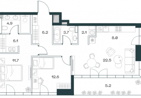 3-комнатная квартира - Орджоникидзе, 10 / ЖК SHIFT - фото 1