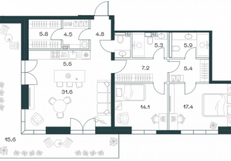 3-комнатная квартира - Орджоникидзе, 10 / ЖК SHIFT - фото 1