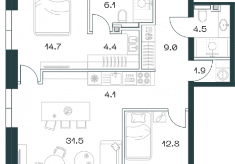 3-комнатная квартира - Орджоникидзе, 10 / ЖК SHIFT - фото 1