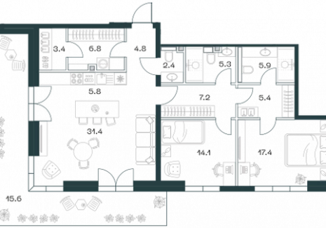 3-комнатная квартира - Орджоникидзе, 10 / ЖК SHIFT - фото 1