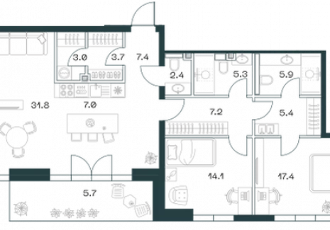 3-комнатная квартира - Орджоникидзе, 10 / ЖК SHIFT - фото 1