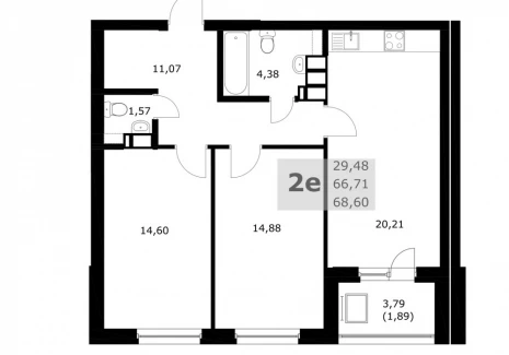 2-комнатная квартира - Советской Армии, / ЖК Комфорт - фото 1