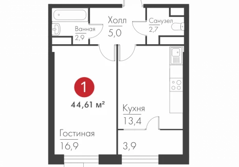 1-комнатная квартира - Масленникова пр-кт, 14 А / ЖК Панова Парк - фото 1