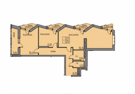 2-комнатная квартира - Кирова пр-кт, 399Б / ЖК Времена года - фото 1