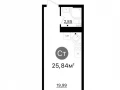 Квартира студия, 25.84 м2 , 14 этаж,  проспект Кирова, 71 - фото 1