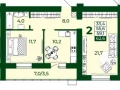 2-комнатная квартира, 55.6 м2 , 15 этаж, Олега Пешкова, 4 - фото 1
