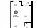 1-комнатная квартира, 42.07 м2 , 4 этаж,  проспект Кирова, 71 - фото 1