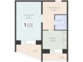 1-комнатная квартира, 52.39 м2 , 6 этаж, Квартал, 3 - фото 1