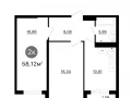 2-комнатная квартира, 58.12 м2 , 16 этаж,  проспект Кирова, 71 - фото 1