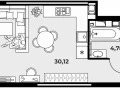 Квартира студия, 35.3 м2 , 4 этаж, Карла Маркса 231 - фото 1