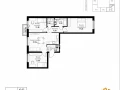 3-комнатная квартира, 76.55 м2 , 3 этаж, 11 квартал - фото 1