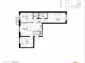 3-комнатная квартира, 76.55 м2 , 7 этаж, 11 квартал - фото 1
